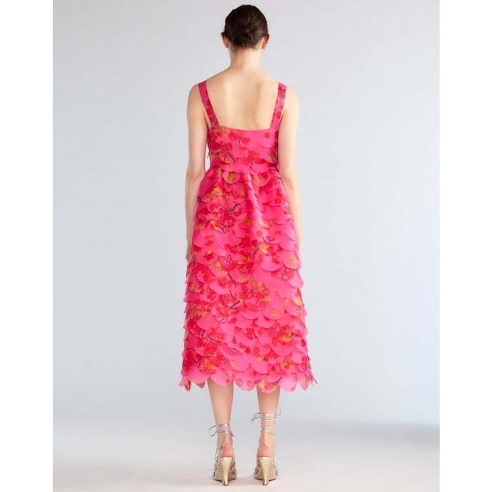 Cynthia Rowley Scalloped Petal Midi Dress floral cherry blossom pink size 4 - Picture 6 of 16